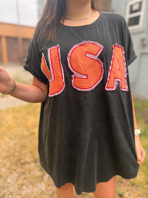 Bibi Black USA Patchwork T-Shirt Dress