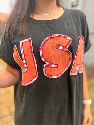 Bibi Black USA Patchwork T-Shirt Dress