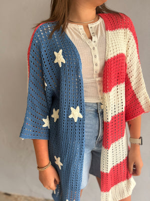 Bibi USA Flag Open Knit Cardigan