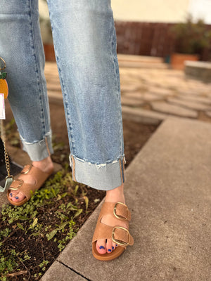 Risen Light Wash High Rise Cuffed Boyfriend Jeans