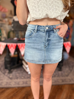 Risen Light Wash High Rise Skort
