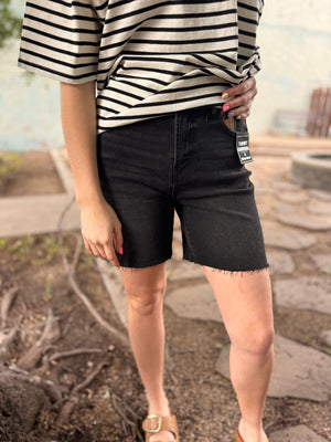 Risen Black TC High Waist Medium Length Shorts