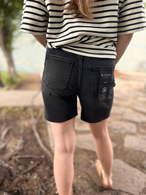 Risen Black TC High Waist Medium Length Shorts