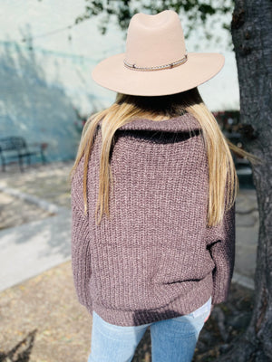 Mocha Quarter Zip Knitted Polo Sweater