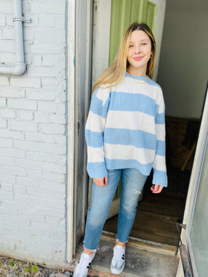 Blue Large Stripe Sweater