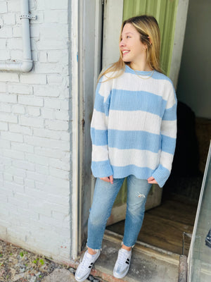 Blue Large Stripe Sweater