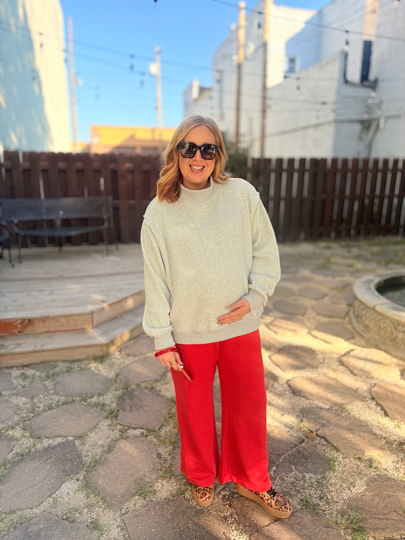 Grey Mock Neck Reversible Sweatshirt