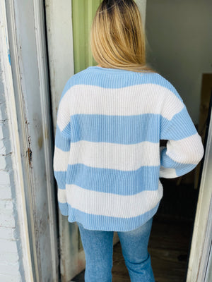 Blue Large Stripe Sweater