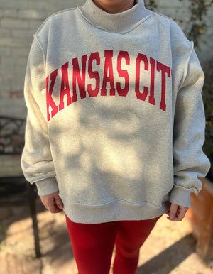 Grey Kansas City Mock Neck Reversible Sweatshirt
