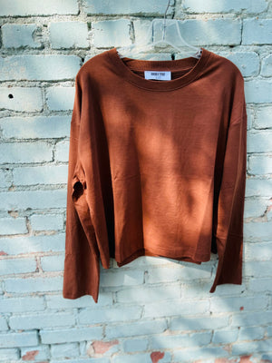 Cotton Basic Cropped Long Sleeve Top