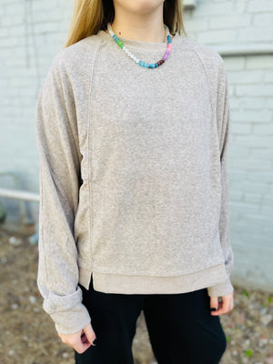 Mocha Soft Terrycloth Pullover