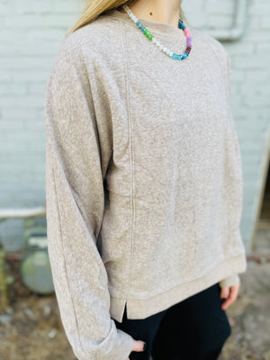 Mocha Soft Terrycloth Pullover