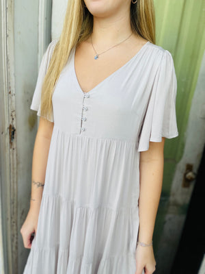 Porcelain Flowy Tiered Maxi Dress