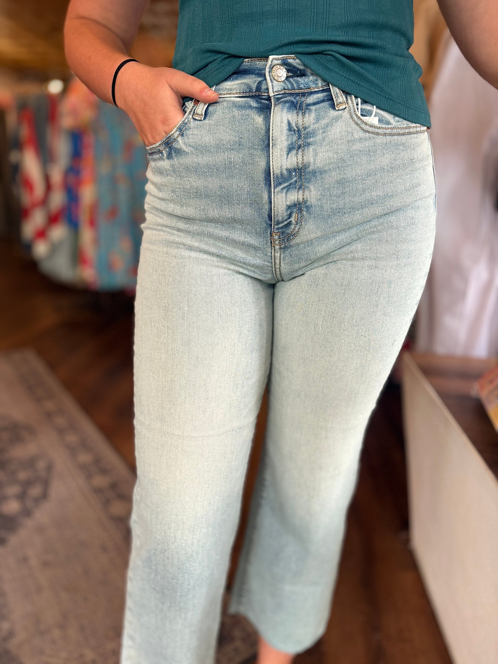 Daze Light Wash Miracle Pleaser Wide Leg Jeans
