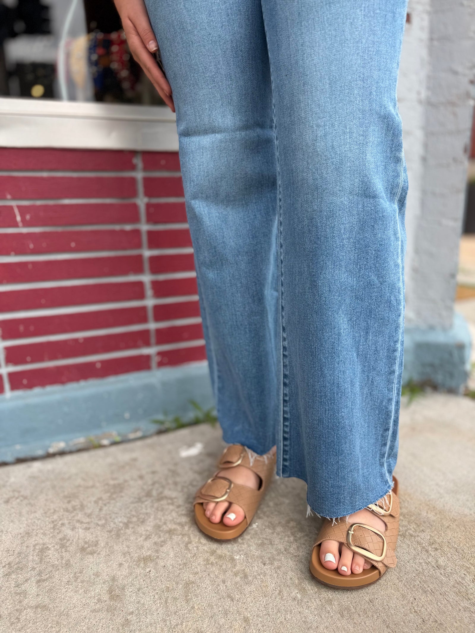 Daze Medium Wash Far Out High Rise Wide Leg Jeans