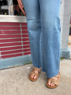 Daze Medium Wash Far Out High Rise Wide Leg Jeans