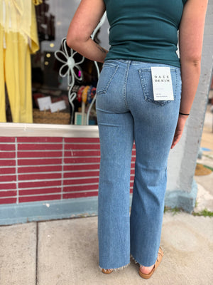 Daze Medium Wash Far Out High Rise Wide Leg Jeans