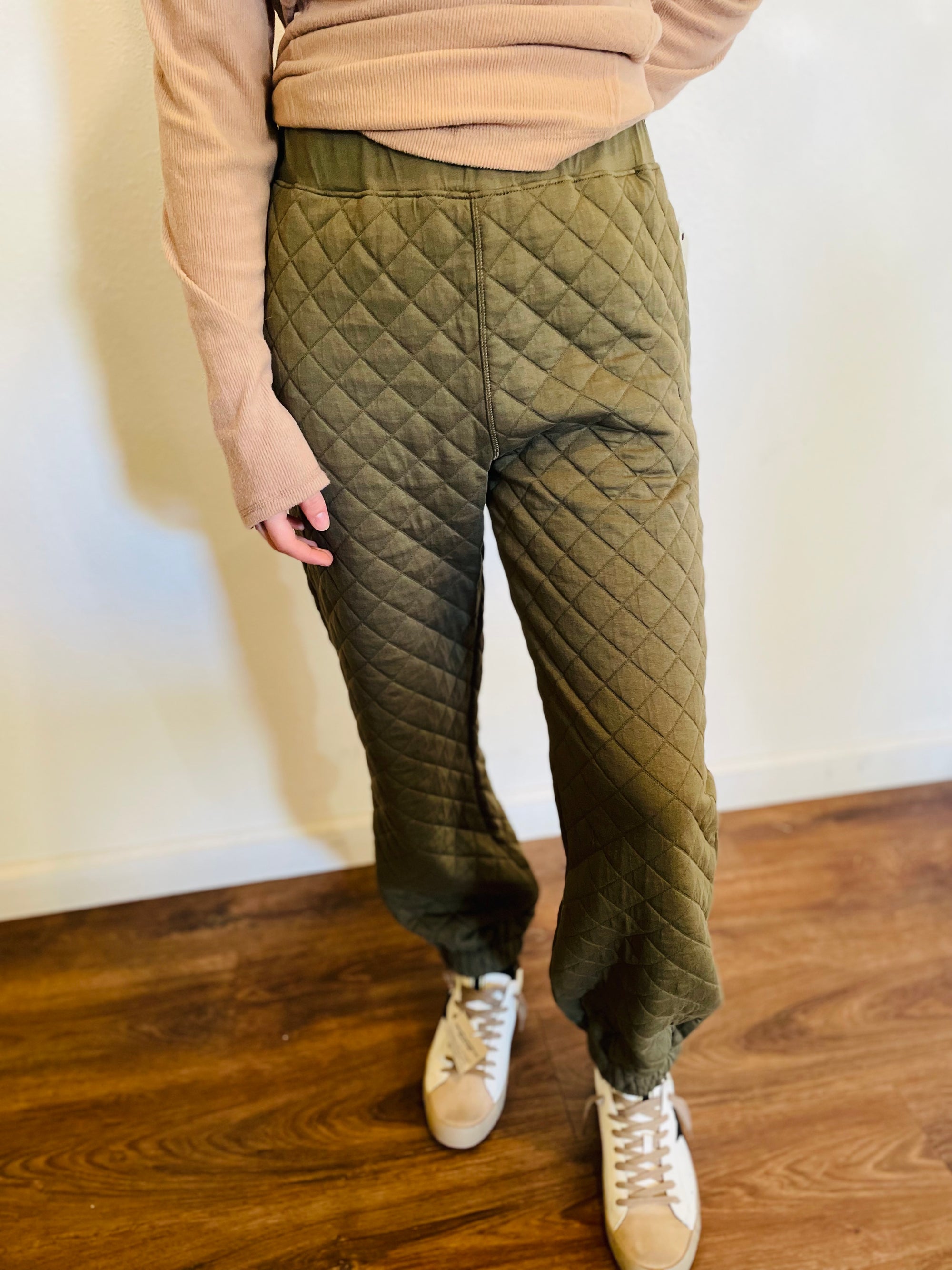 Quilted Jersey Knit Joggers