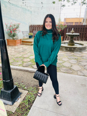 Emerald Green Long Turtleneck Sweater