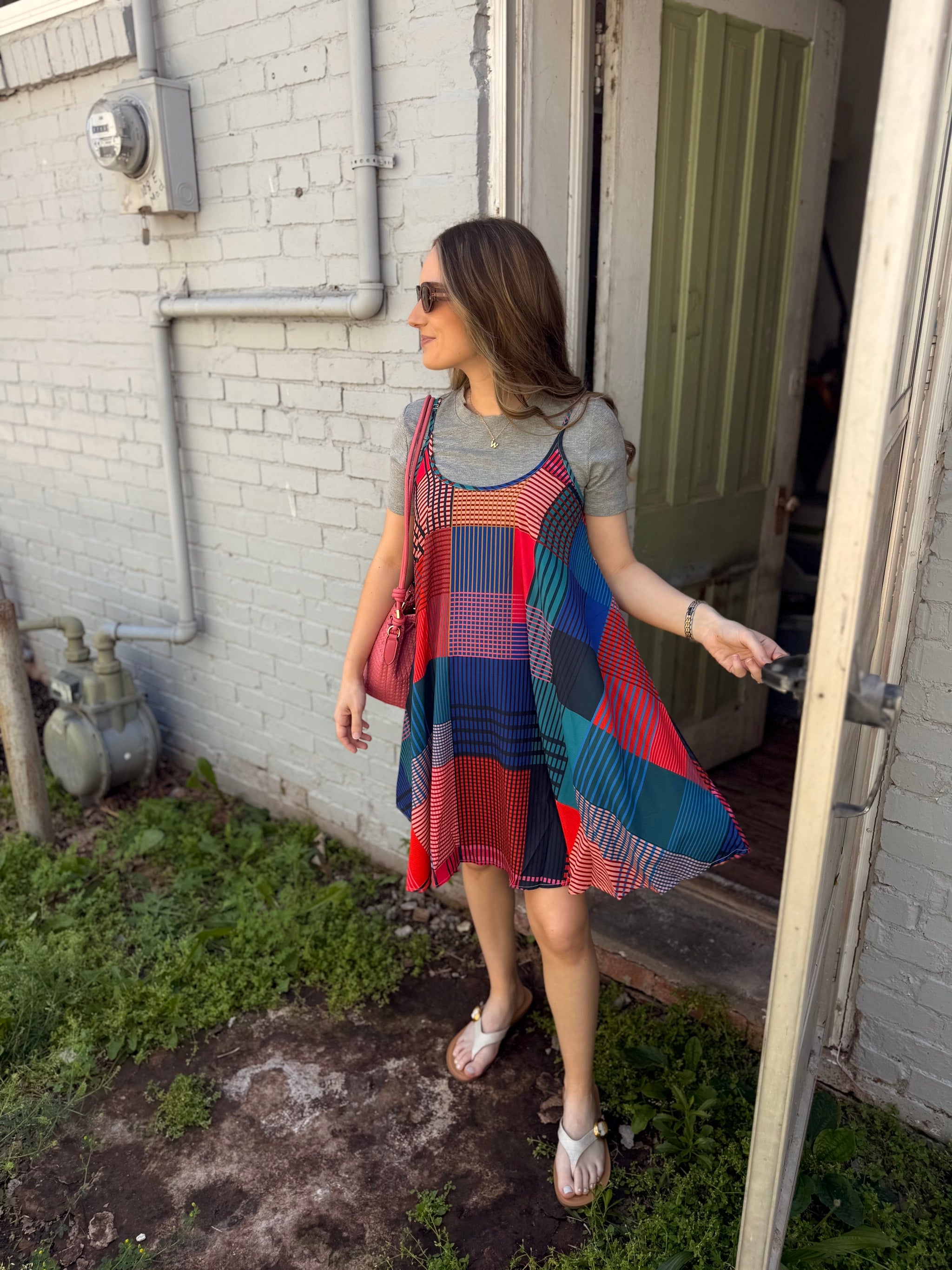 umgee orange dress Umgee Botanical Print Dress With Contrast Tangerine Tangerine / Small