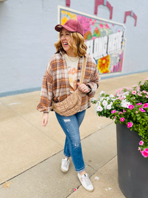 Oat Oversized Plaid Button Down Shirt