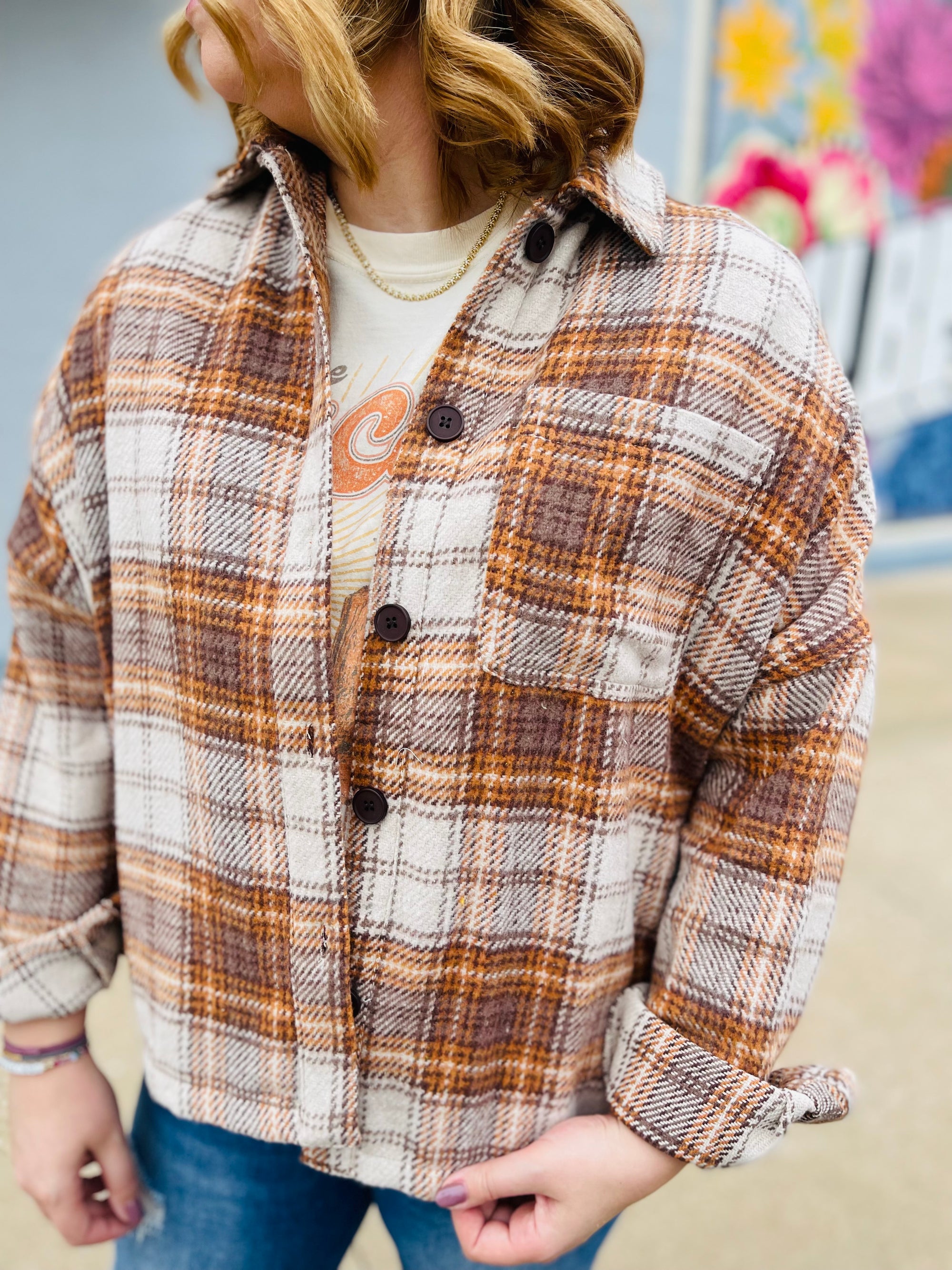 Oat Oversized Plaid Button Down Shirt