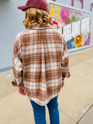 Oat Oversized Plaid Button Down Shirt