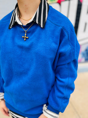 Cobalt Reversed Fleece Crew Pullover