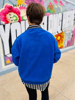 Cobalt Reversed Fleece Crew Pullover