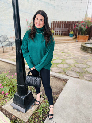 Emerald Green Long Turtleneck Sweater