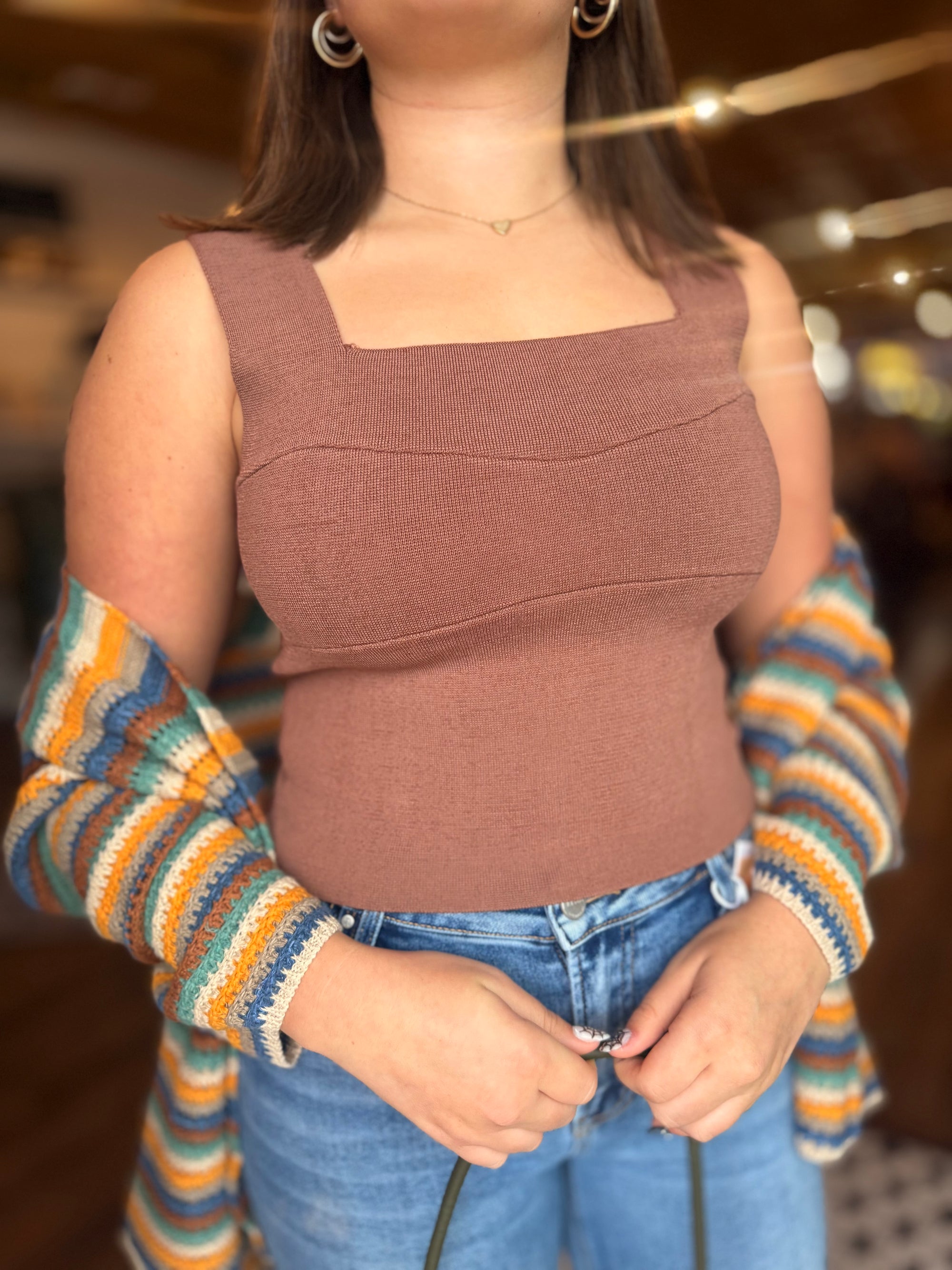 Wide Strap Sweater Knit Brami Top