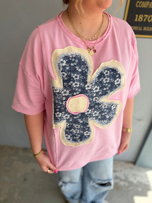 Sage + Fig Pink Free Spirit Patchwork Floral Top