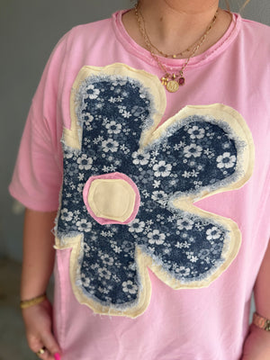 Sage + Fig Pink Free Spirit Patchwork Floral Top