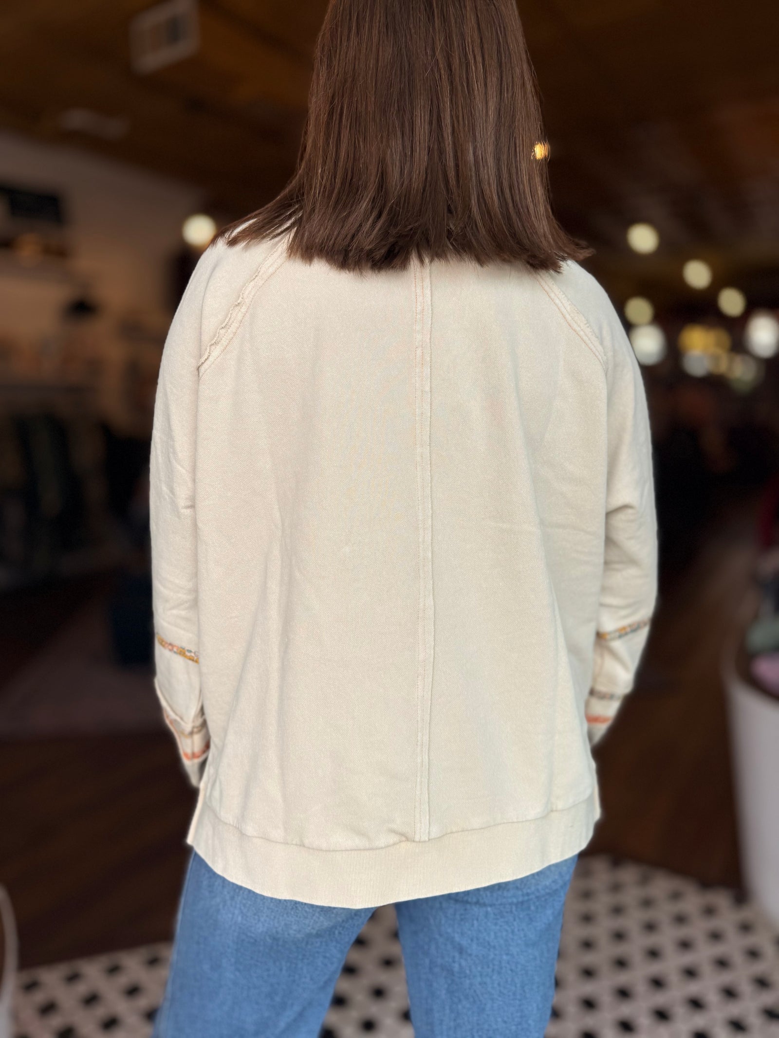 Cream Horseshoe Patch Oversized Sweatshirt