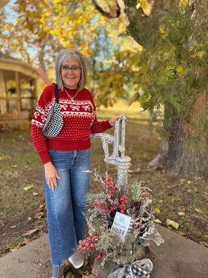 Red Bow + Heart Knit Sweater