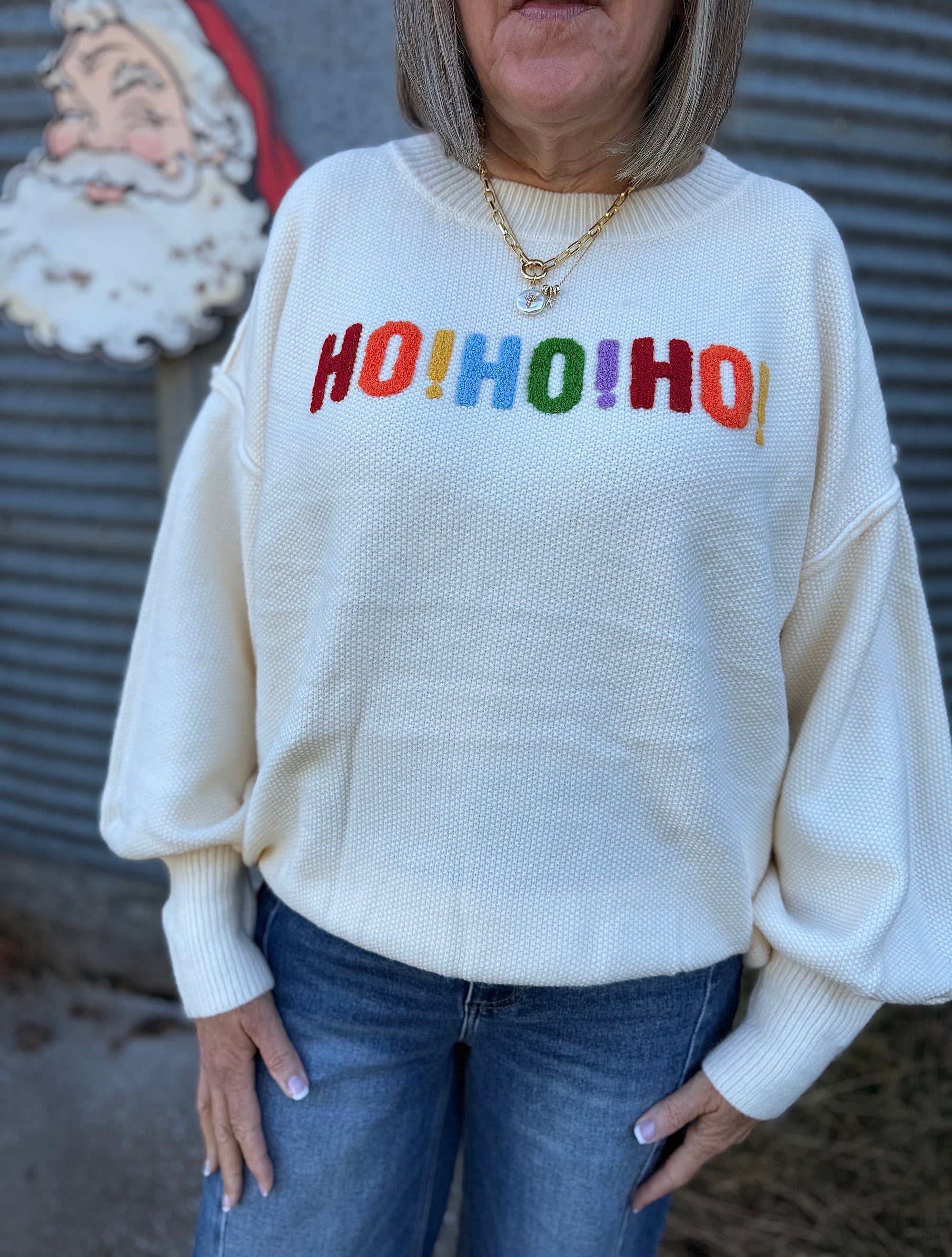 Cream Oversized Letter Merry Christmas Sweater