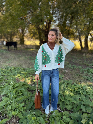 Cream Multi Christmas Tree Cardigan