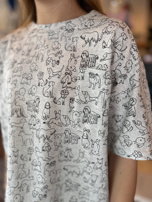 Boxy Dog Print Pocket Front T-Shirt