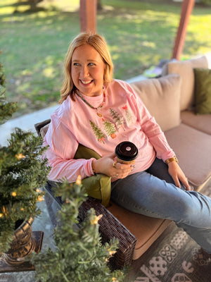 Pink Christmas Tree Long Sleeve