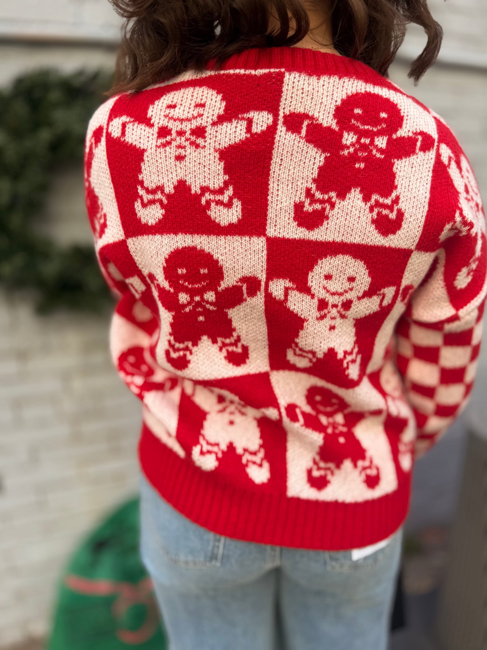 Red Checkered Gingerbread Sweater