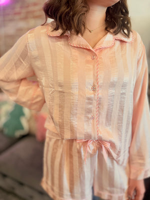 Pink Stripe PJ Short Set