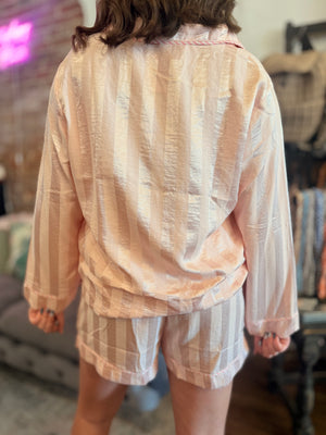 Pink Stripe PJ Short Set