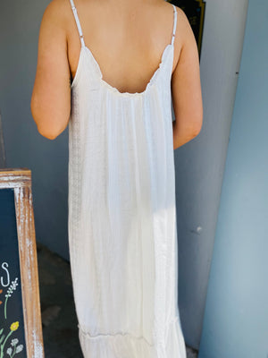 Cami Maxi Dress w/ Metallic Detail - White