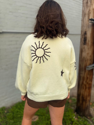 Cream Celestial Embroidered Cardigan