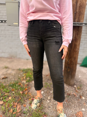 Risen Black Mid-Rise Straight Leg w/ Uneven Hem