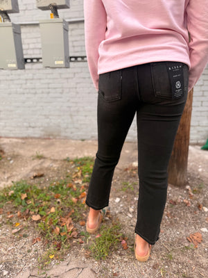 Risen Black Mid-Rise Straight Leg w/ Uneven Hem