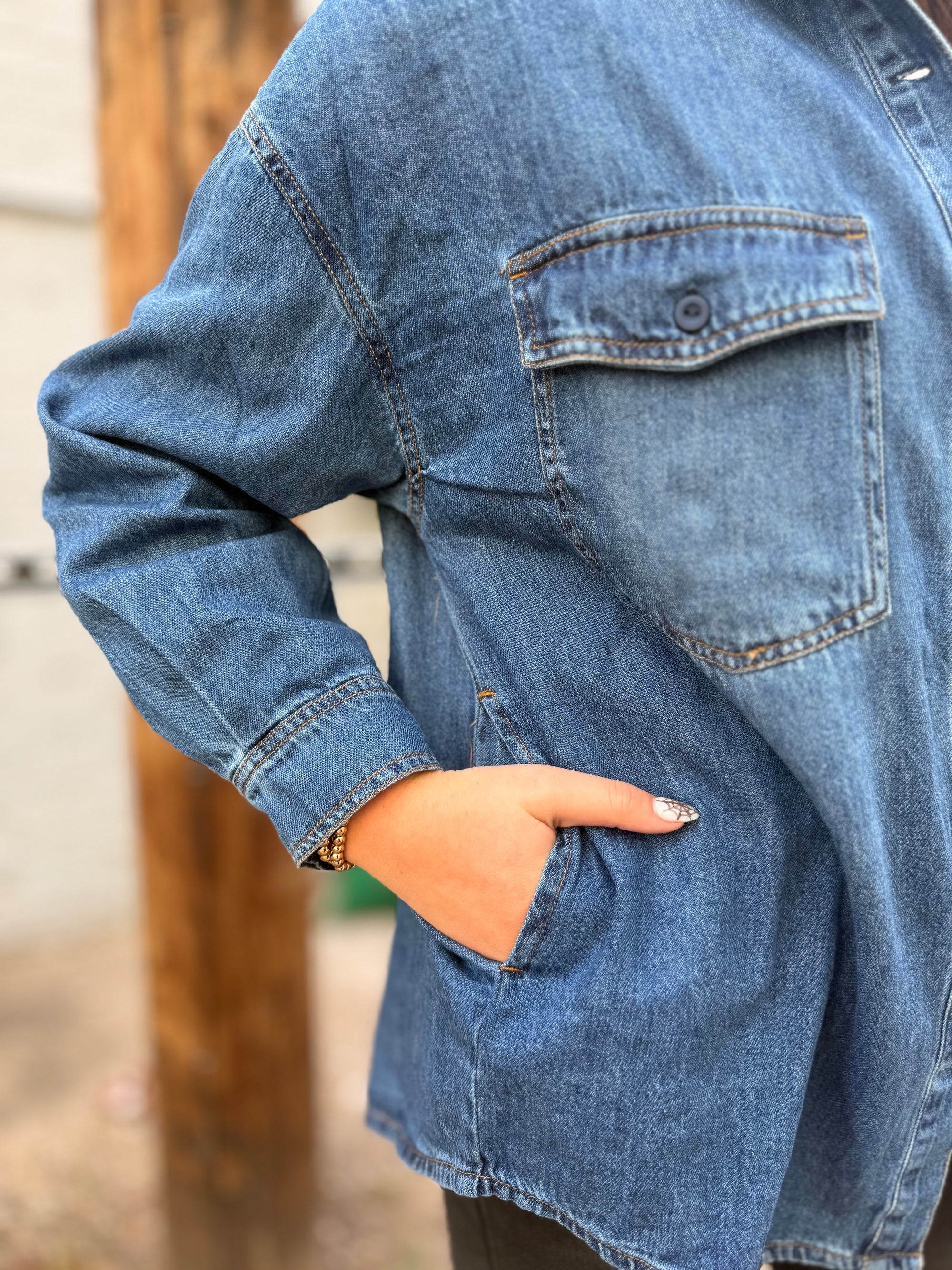 Risen Oversized Dark Wash Shacket