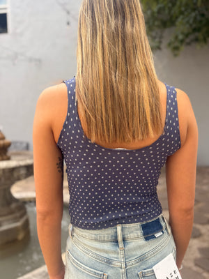 Polka Dot Fitted Cropped Top w/ Lettuce Edge