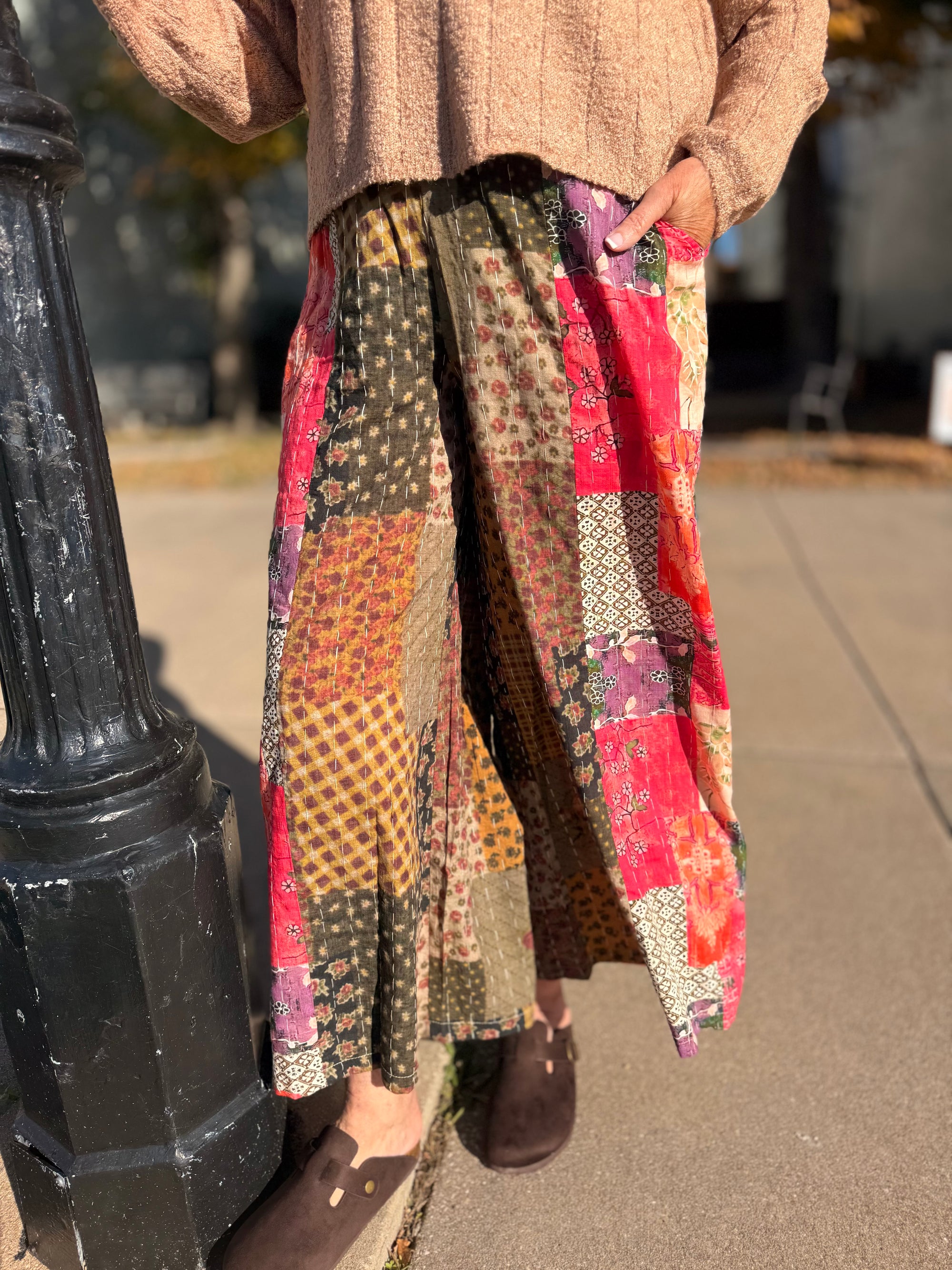 POL Taupe Pink Mixed Quilted Bottoms