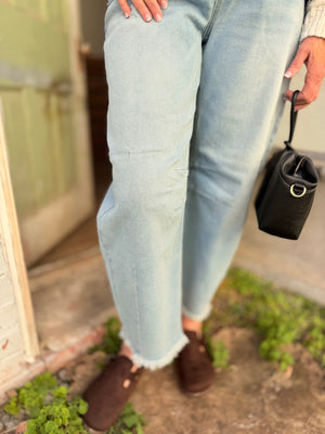 Risen Light Wash Slouchy Crop Barrel Jeans